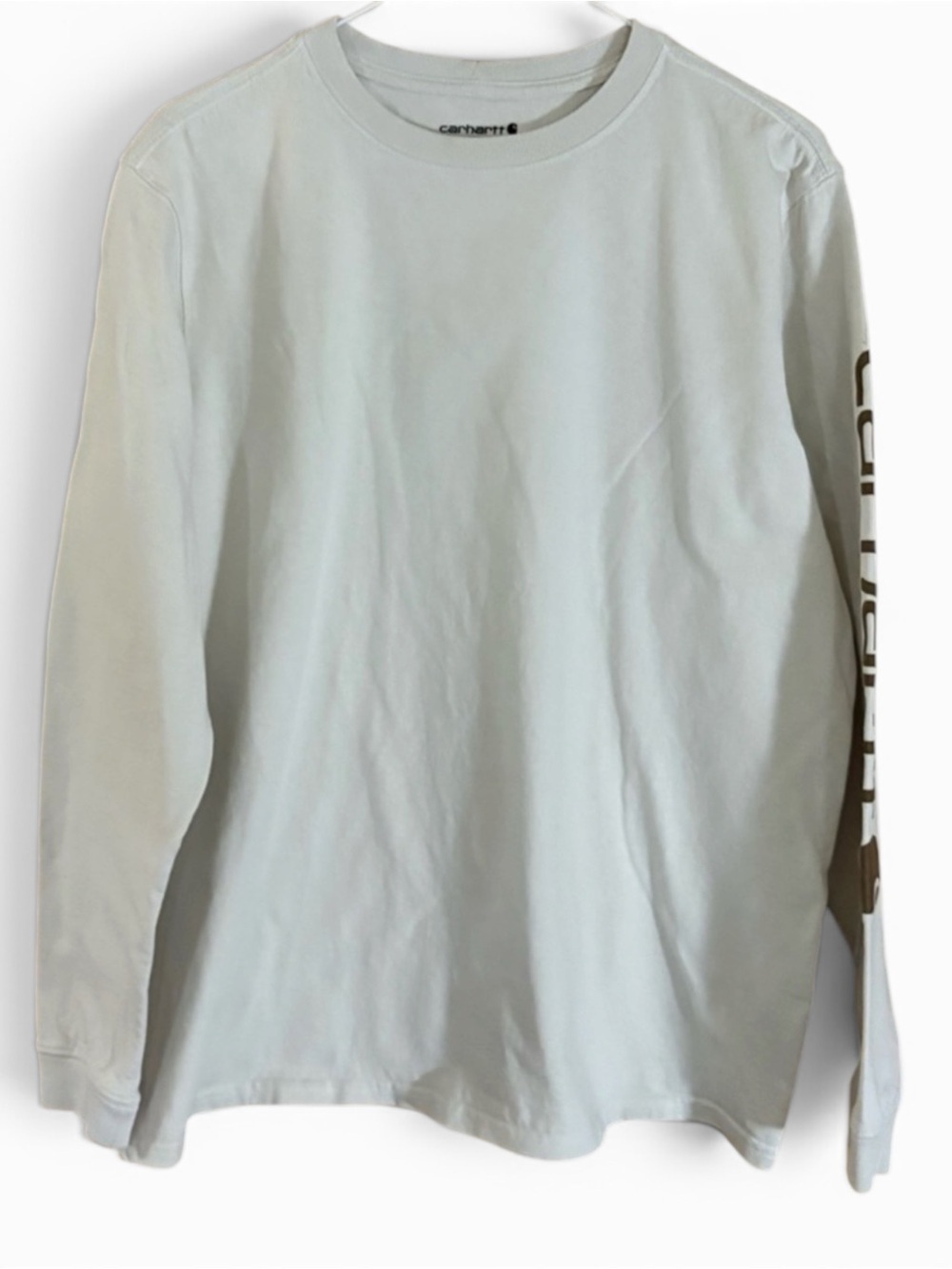 Carhartt Cream Loose Fit Crewneck Logo Long-Sleeve Tee Top